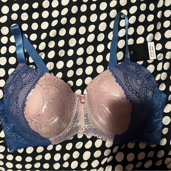 Jennifer Intimates Full Coverage 2 Tone Lace Underwire Bra - Navy - Picture 2 of 2